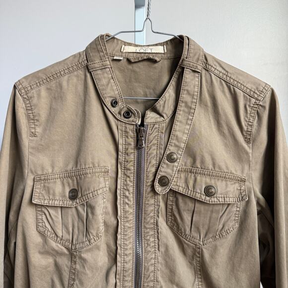 LOFT sz 6 tan khaki zip up jacket - Picture 2 of 7